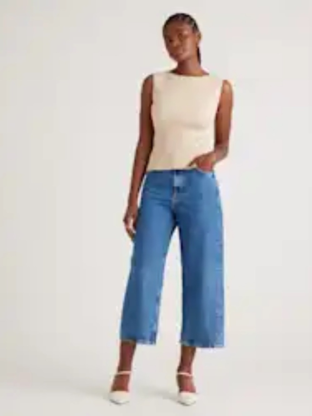 Quince Cotton Cashmere Ribbed Tank Heather Oatmeal Size Small